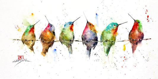 5 x 7" Greeting Card  'HUMMINGBIRDS ON A WIRE'