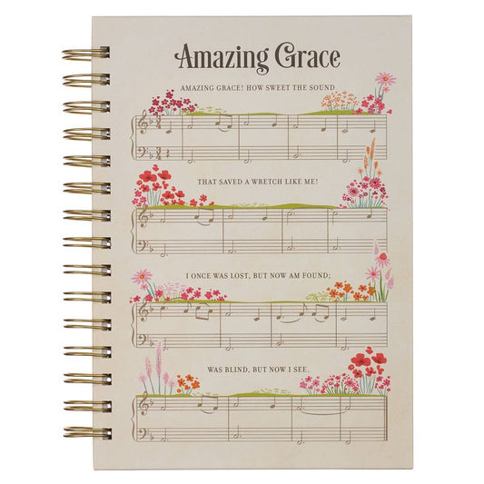 Journal Wirebound Cream Music/Floral Amazing Grace