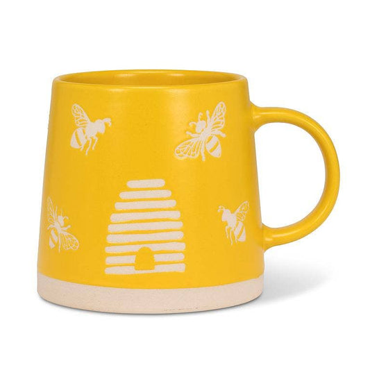 Wide Base Mug with Bees-Yellow-(14oz)