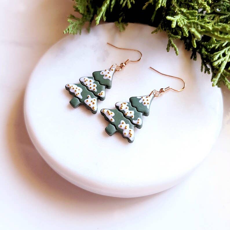 Hand Crafted Christmas Tree Earrings