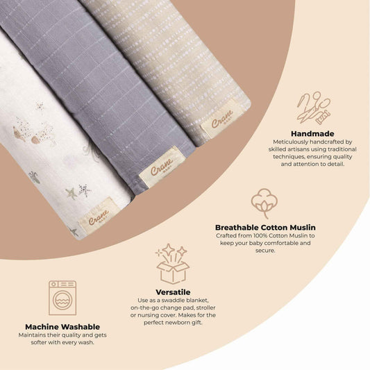 Crane Baby - Cove 3-pc. Swaddle Set (Sea Life)