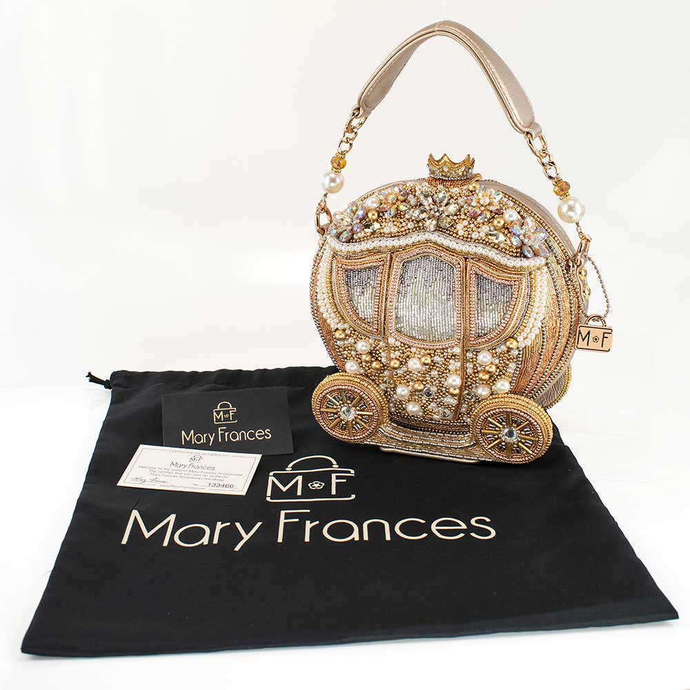 Mary Frances Dream Big Beaded Gold Carriage Handbag