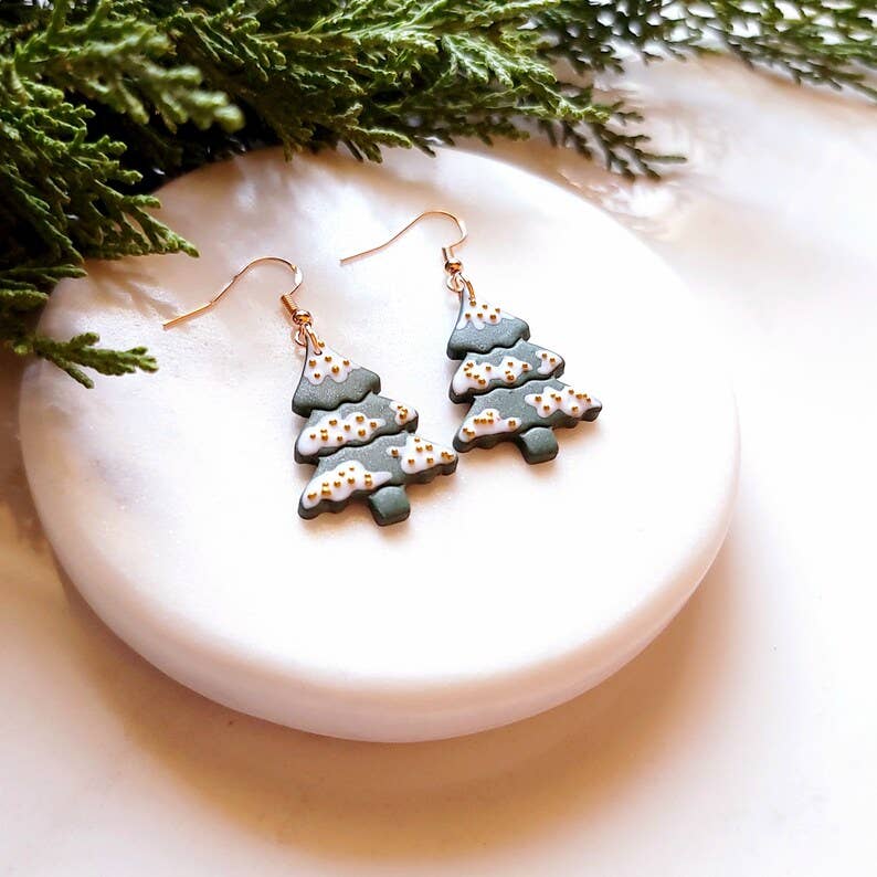 Hand Crafted Christmas Tree Earrings