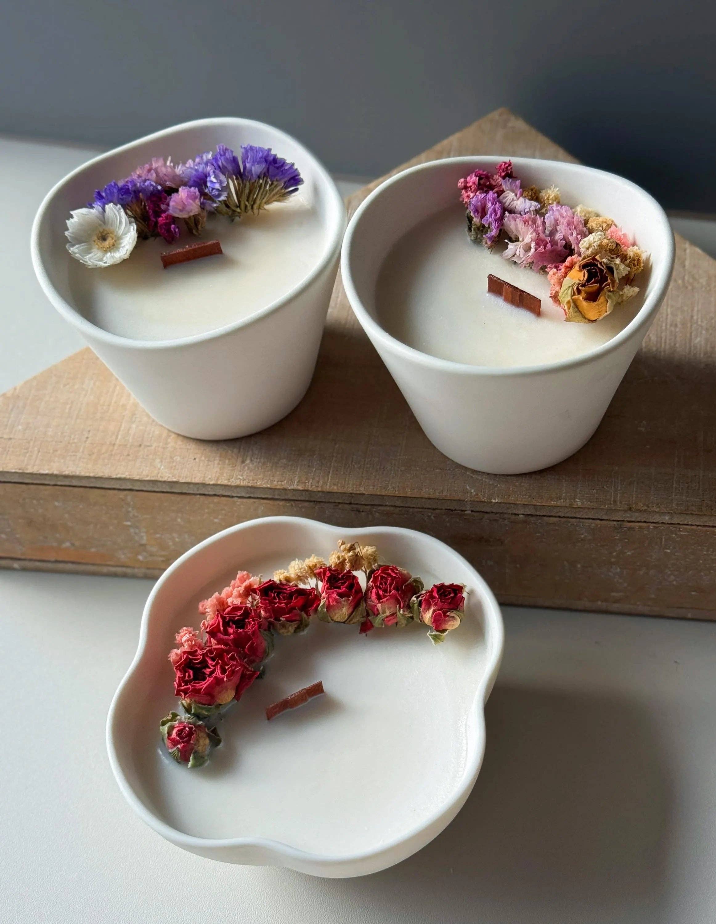 Dry Flower Decorated Soy Wax Candle - Thumbnail 3