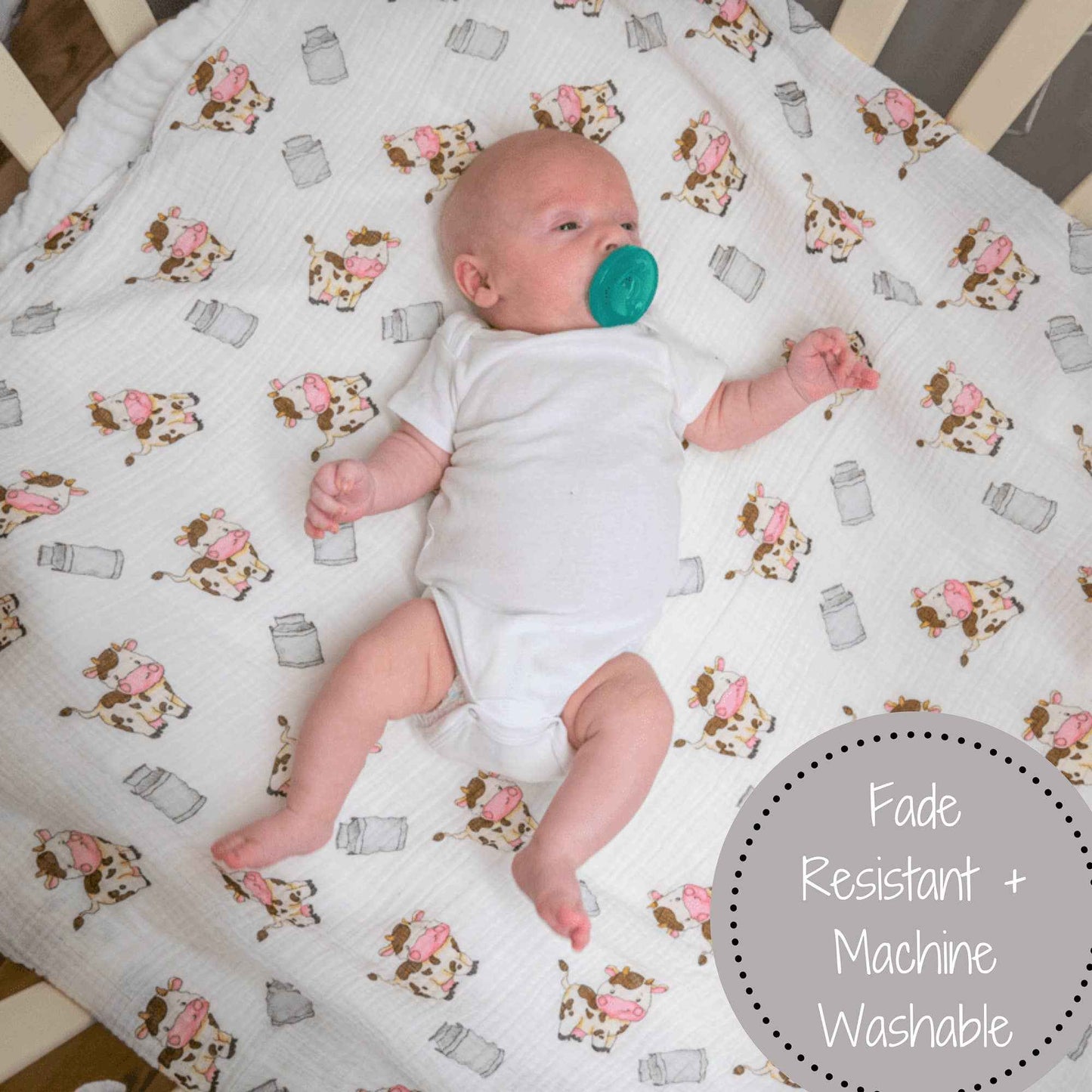 LollyBanks - The Cow Goes MOO Baby Muslin Swaddle Blanket