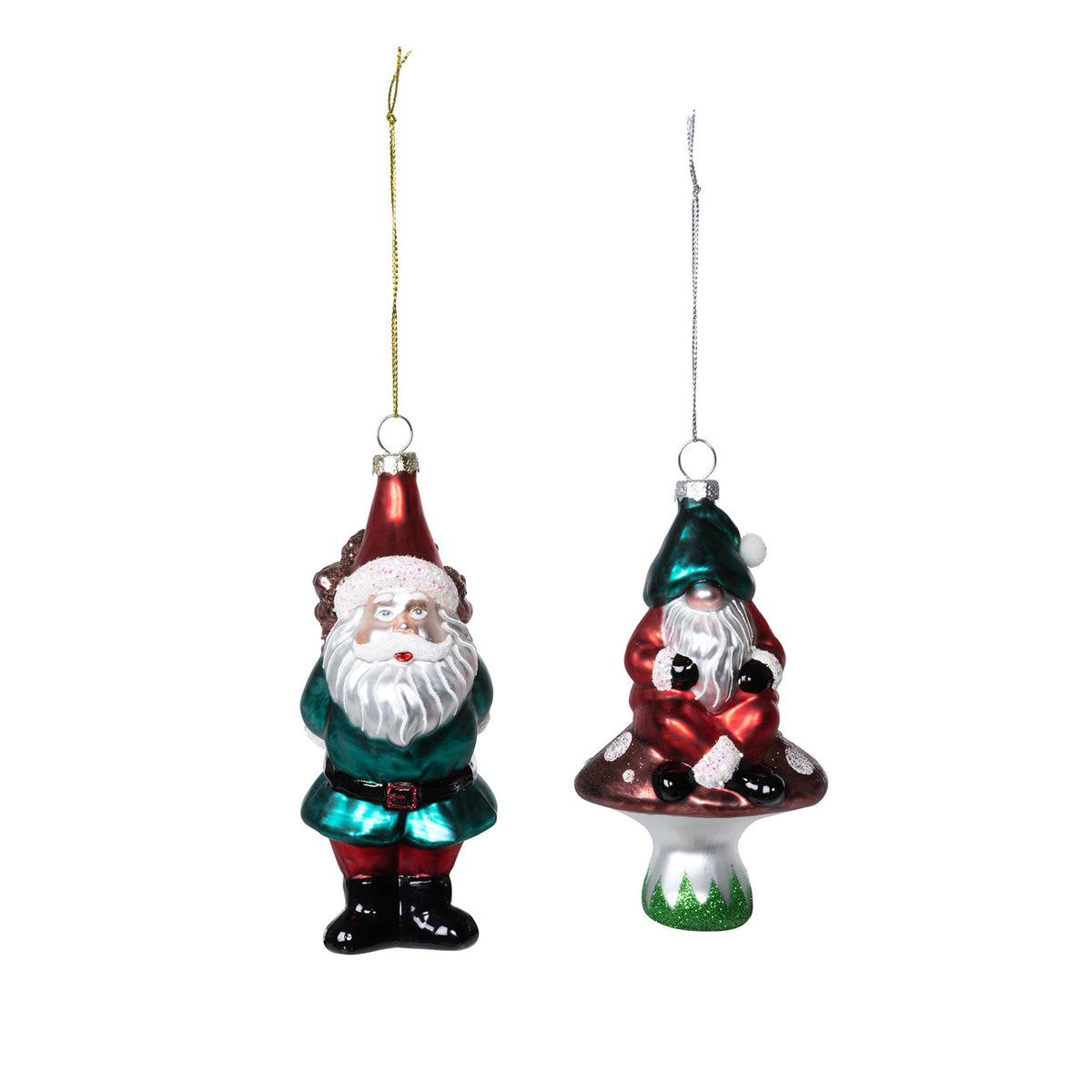 Nordic Gnome Glass Ornament , 2 Assorted Styles
