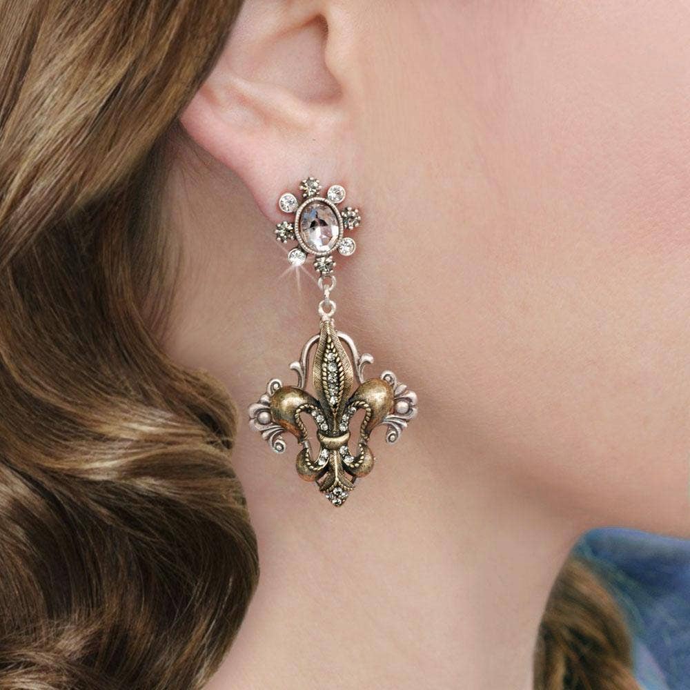 Joyería Sweet Romance - Pendientes de flor de lis francesa E1121