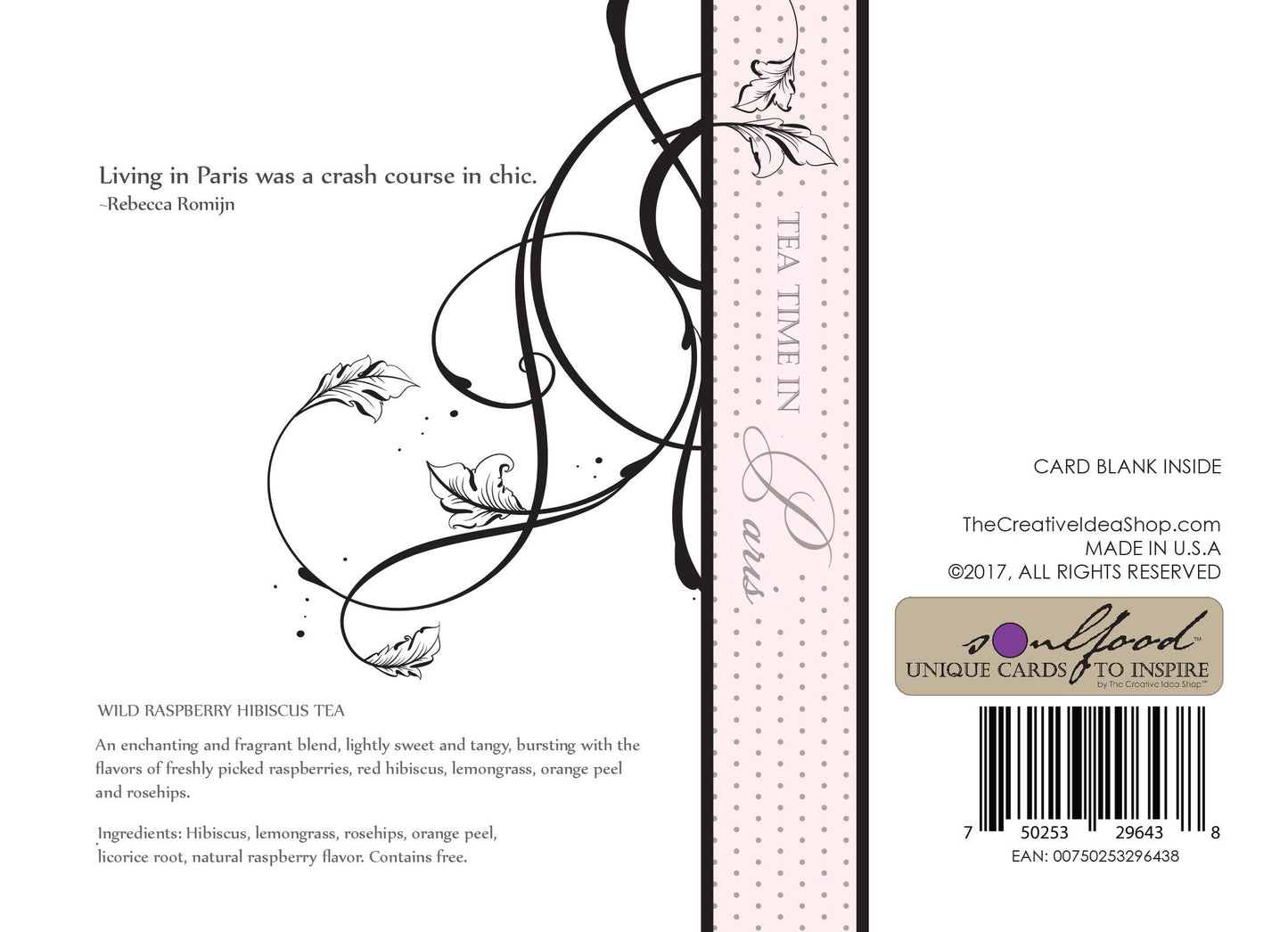 TEA GREETING Card w. REAL TEA BAG - Paris Always in Fashion