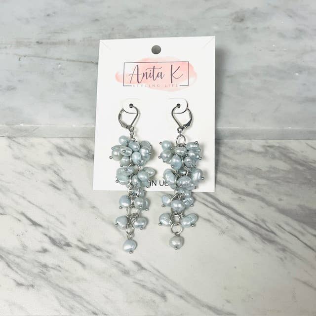 Anita K By Blushing Pink - Freshwater Cluster Drop Dangle Earring