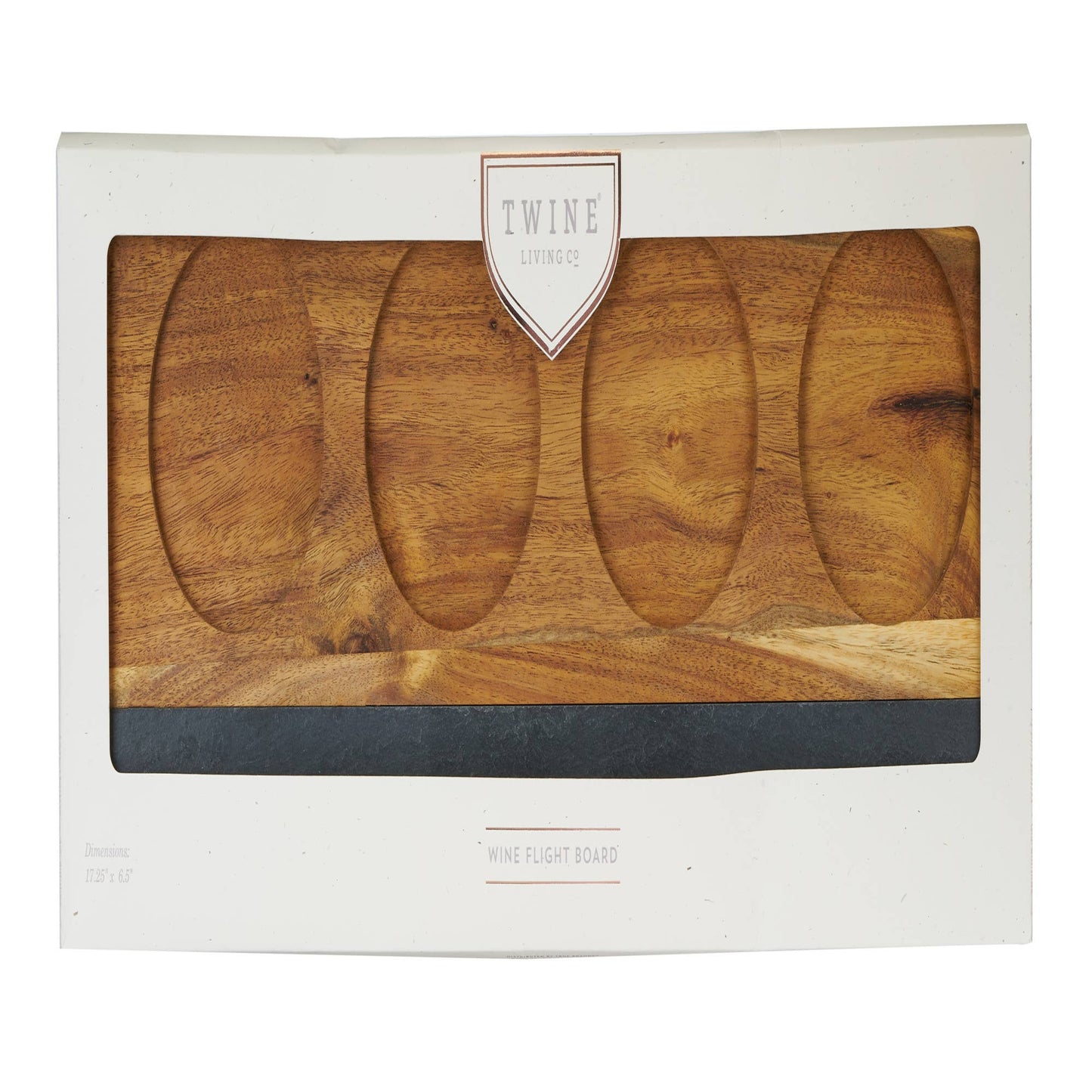 Acacia and Slate 4 Glass Wine Flight Board Includes Chalk