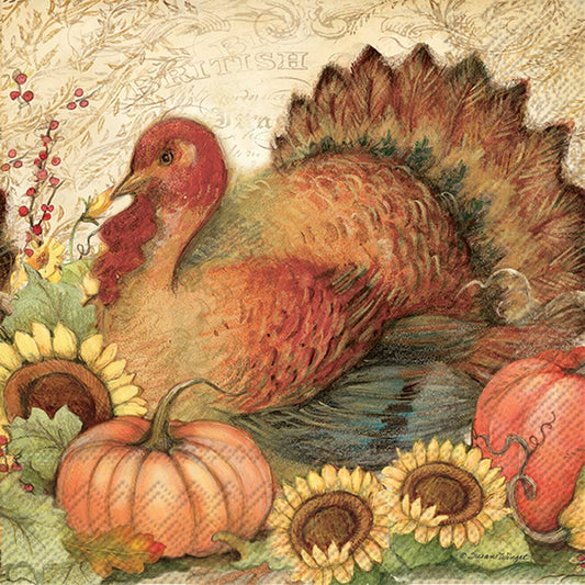 Paper Napkins 20 ct Filigree Turkey Fall Thanksgiving