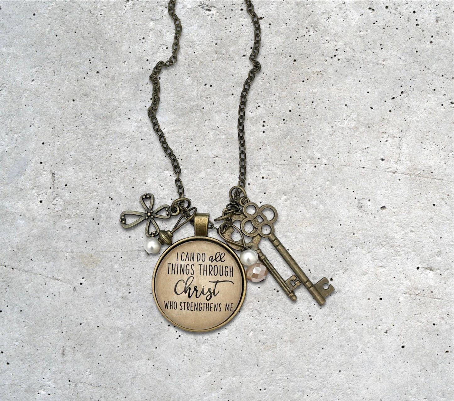 Ivy Barn Designs - Todo lo puedo en Cristo Filipenses 4:13 collar