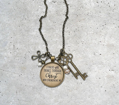 Ivy Barn Designs - Todo lo puedo en Cristo Filipenses 4:13 collar