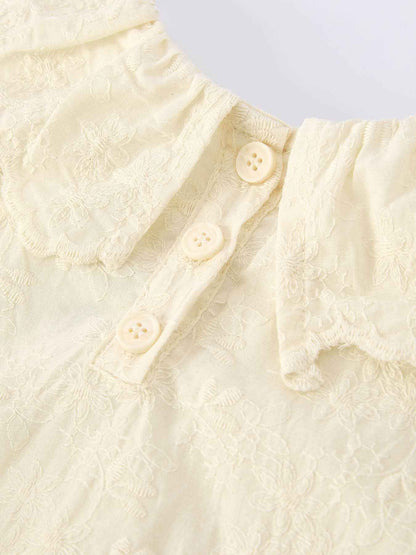 Long-Sleeved Embroidered Baby Doll Collar Dress: 18M / Dress
