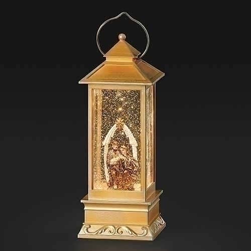 11" Holy Family Gold Lantern Snow Globe