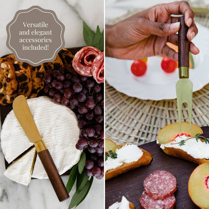 7 Piece Charcuterie Board Gift Set, Starter Kit- Brown