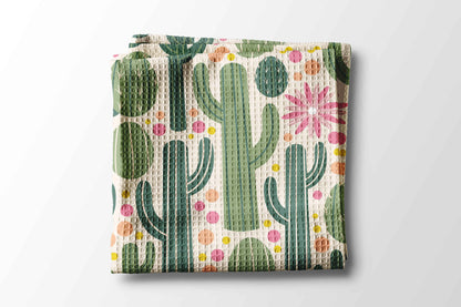 Retro Western Cactus Cowboy Cowgirl Kitchen Towel Waffle: Transparent Cellophane Sleeve