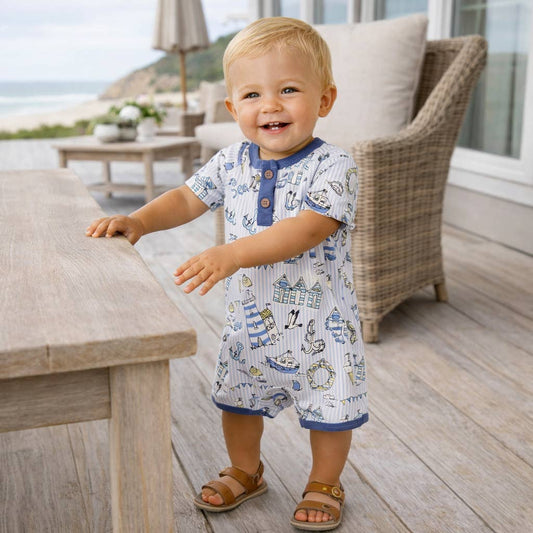 Seashore Baby Boy Romper Bamboo Shortall One-Piece