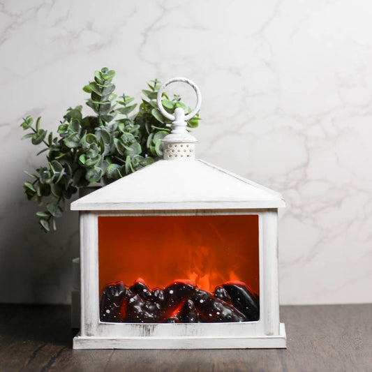 A Cheerful Giver - White Traditional Fireplace Lantern