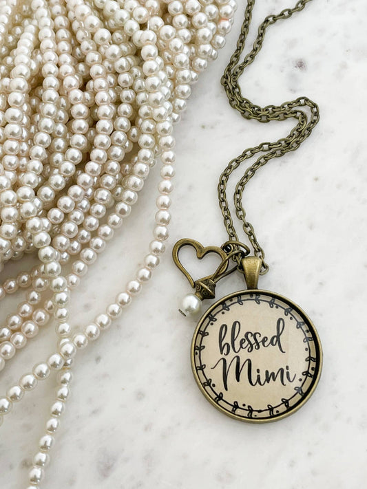 Blessed Mimi glass pendant inspirational necklace