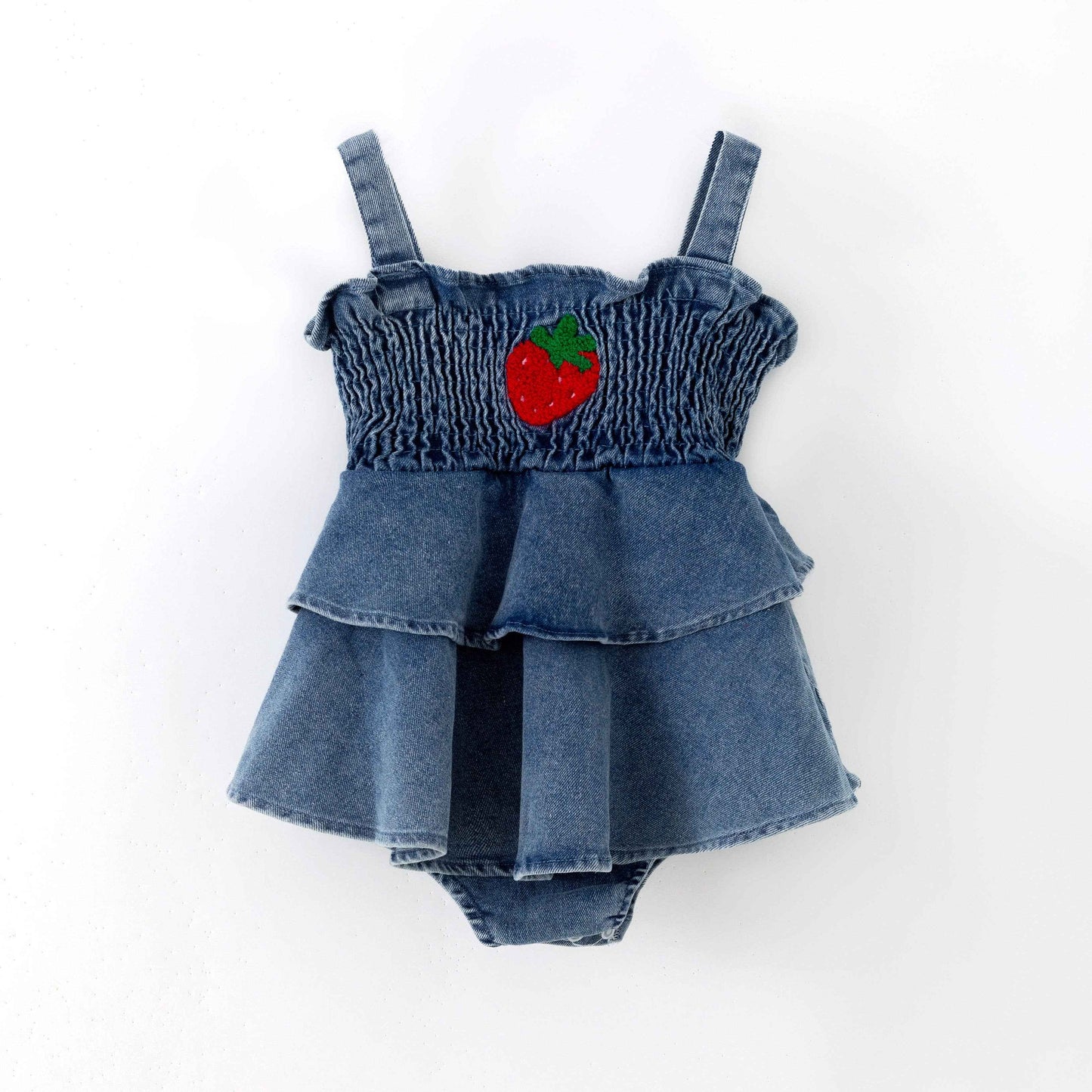 Strawberry Denim Baby Girls Romper: 6M