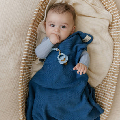 Ribbed Baby Swaddle Blanket: Denim Blue