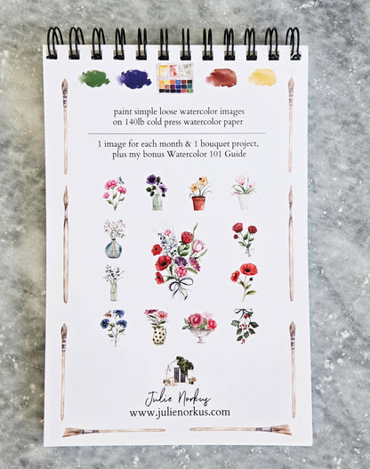 Watercolor Workbook, Spiral Bound, Birth Month Flowers