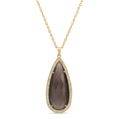Long Shimmer Stone Pendant Necklace