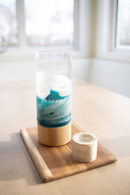 Resin Accented Vase with Bamboo Base