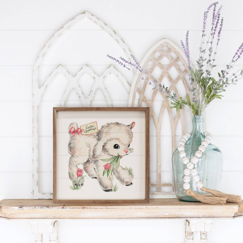 Easter Greetings Lamb White