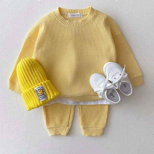 Baby Cotton Tracksuit Pullover Set: 12-18M / Yellow
