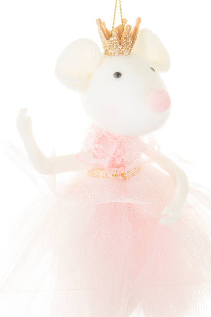 NEW-Pastel Pink Plush Ballerina Princess Mouse Ornament