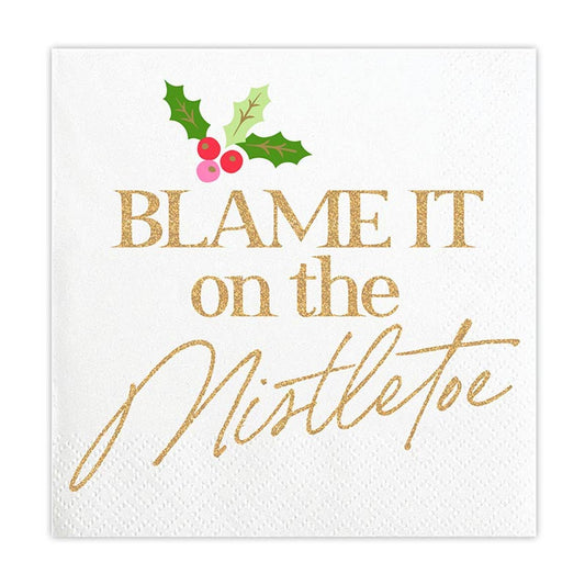 Foil Bev Napkin Blame Mistletoe