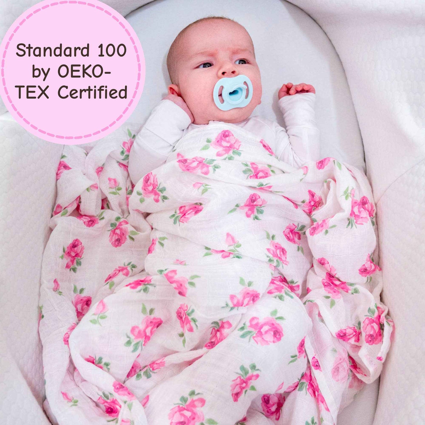 LollyBanks - Rose Buds and Blooms Baby Muslin Swaddle Blanket
