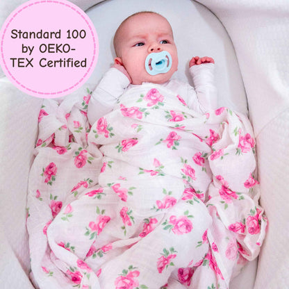 LollyBanks - Rose Buds and Blooms Baby Muslin Swaddle Blanket