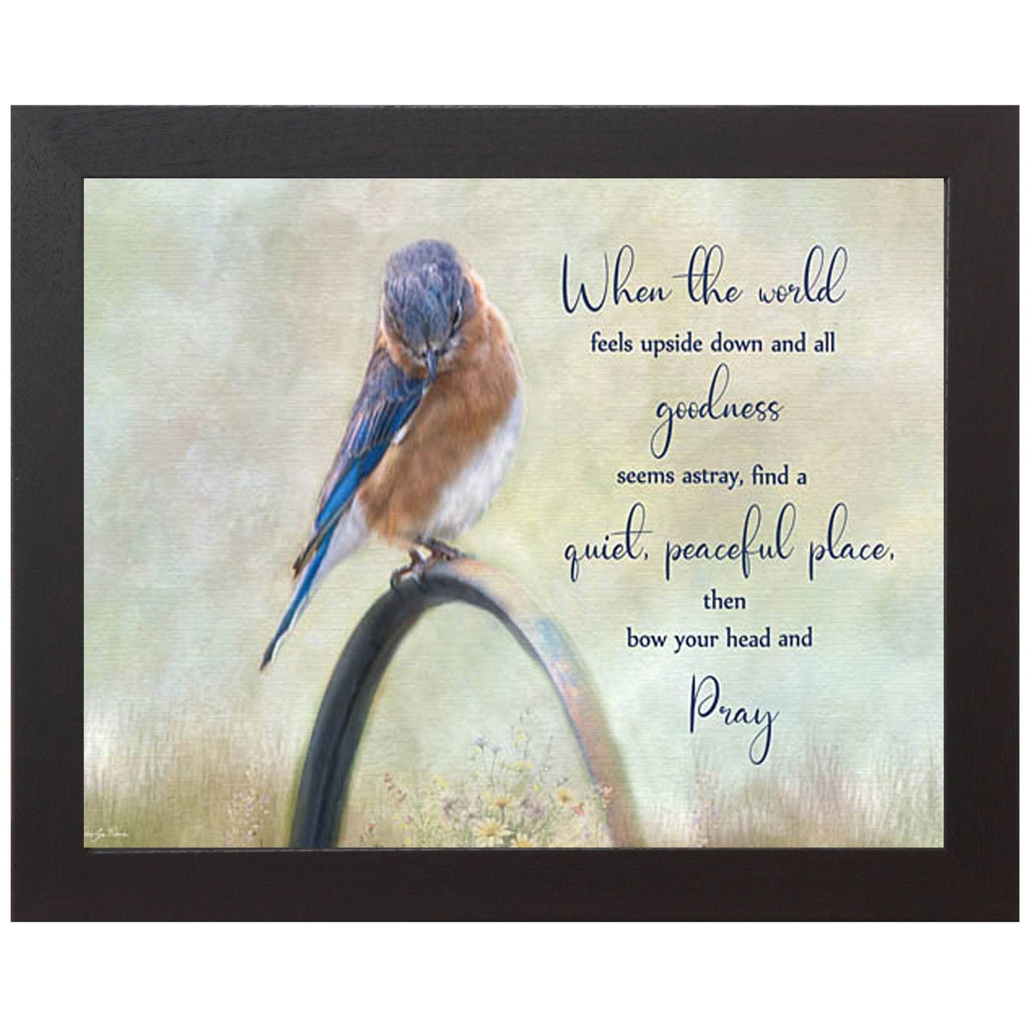 Pray by artist Robin-Lee Viera Blue Bird Floral Spring Art