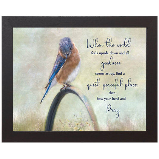 Pray by artist Robin-Lee Viera Blue Bird Floral Spring Art