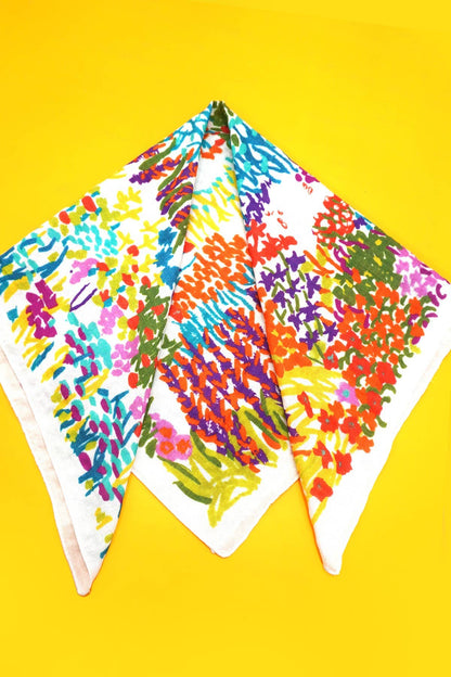 COTTON FLORAL PRINT SILKY FEELING BANDANA SCARF