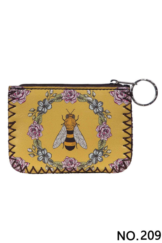 BEE Print Hand Stitch Coin Purse HB0665-NO.209: Yellow