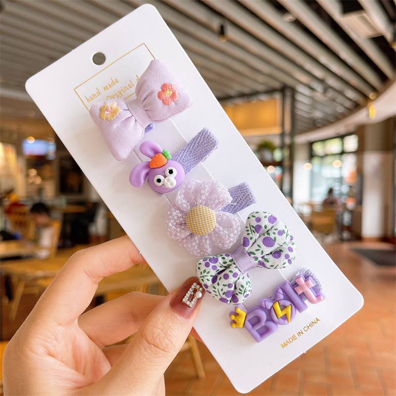 Girls cute hair clip set Kids floral Hair Clip Set of 5