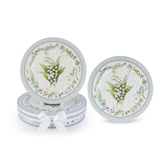 Lily of the Valley Porcelain Dessert Plate Set of 2