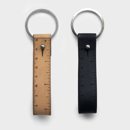 Leather Fob Ruler Keychain for Unisex: Natural
