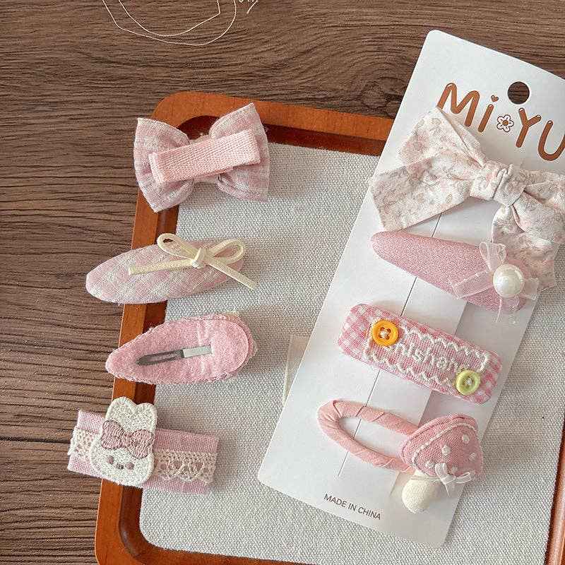 Chic Pink Fabric Bow Hair Clips for Girls: 1-Floral Bow Set
