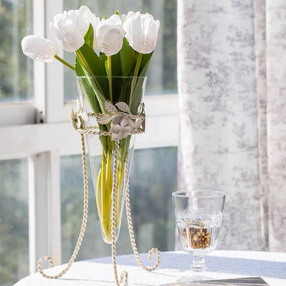 Vagabond Vintage - Glass Flower Vase with Metal Stand