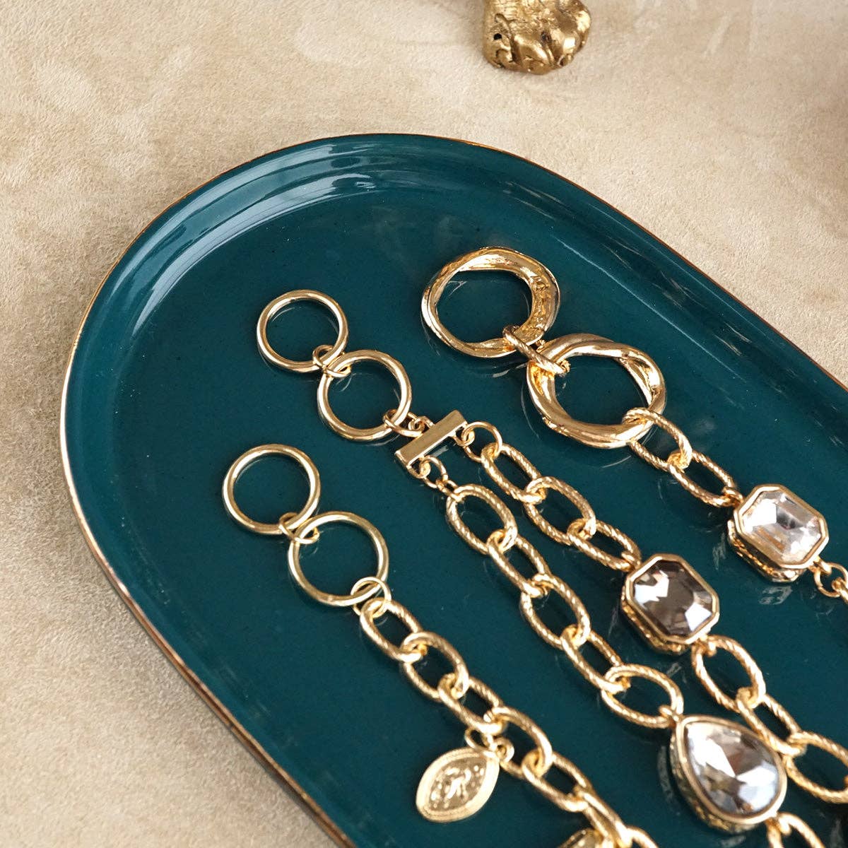 Statement Chain Bracelets with Reflective Crystals