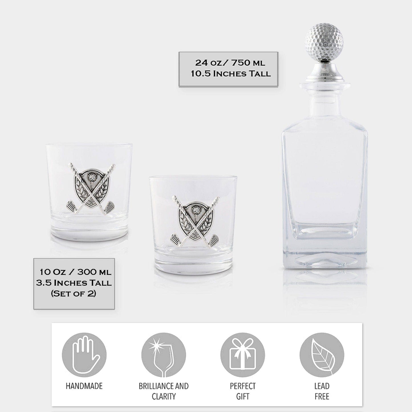 Golf Decanter Set with Pair Glasses (3 PCS SET)