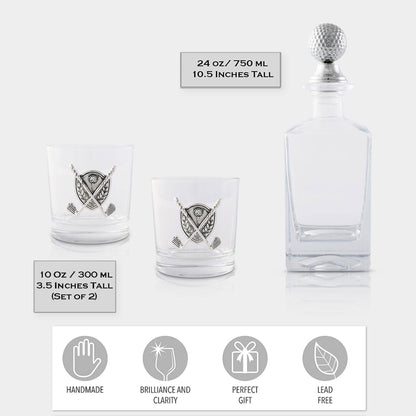 Golf Decanter Set with Pair Glasses (3 PCS SET)