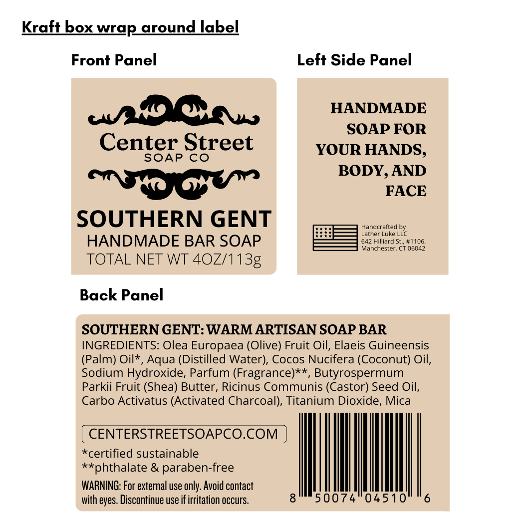 Southern Gent Vegan Handmade Bar Soap For Men - 4oz