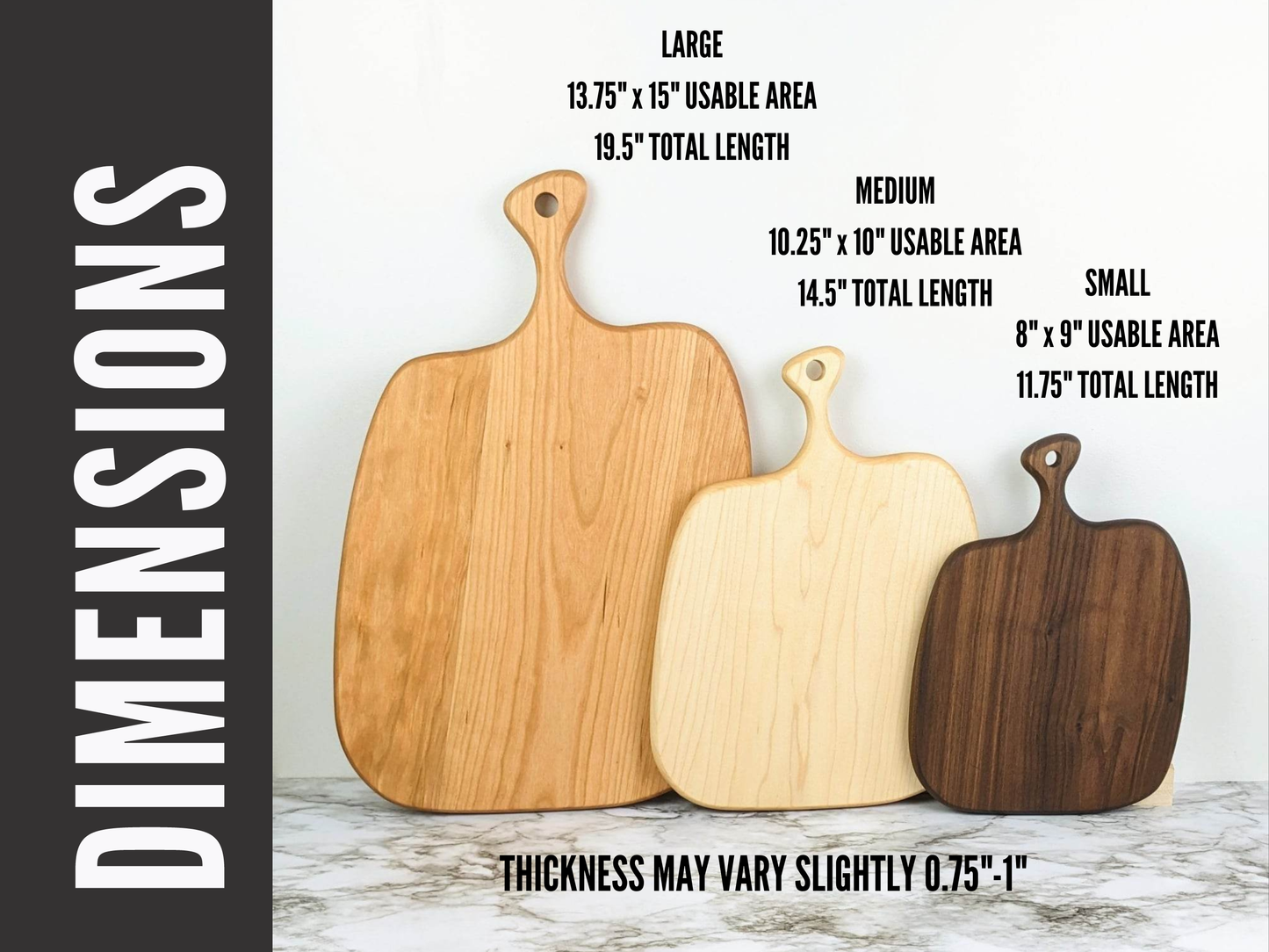 Tabla de embutidos de madera con asa - Redondeada