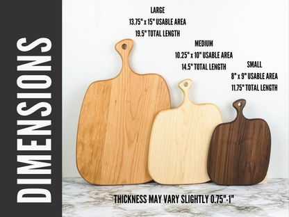 Tabla de embutidos de madera con asa - Redondeada